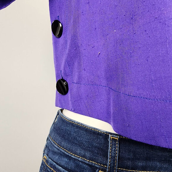 Vintage Doncaster Custom Blue Short Sleeve Button Back Blouse Top Size S - Picture 4 of 9